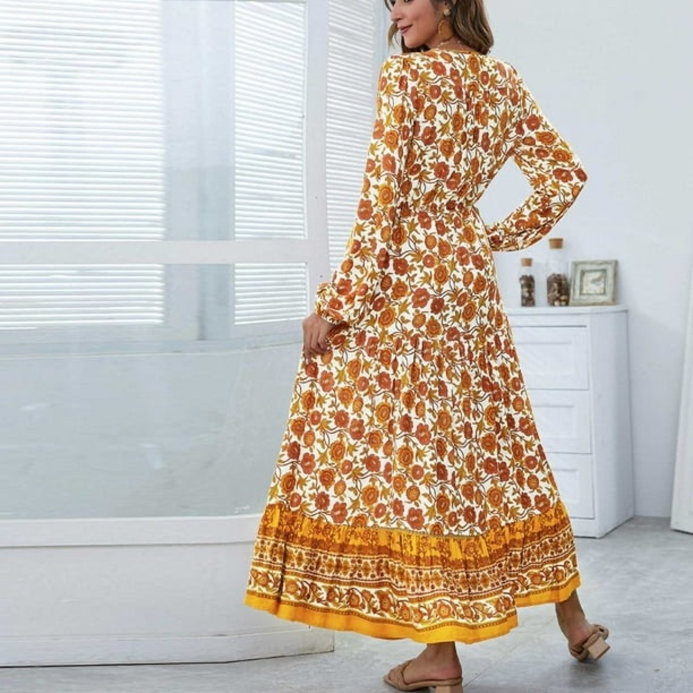 Floral Yellow Maxi Dress - Picture 7 of 7